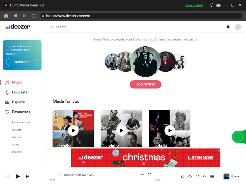 店は開いています DumpMedia DeezPlus と Deezer アカウントへのログイン