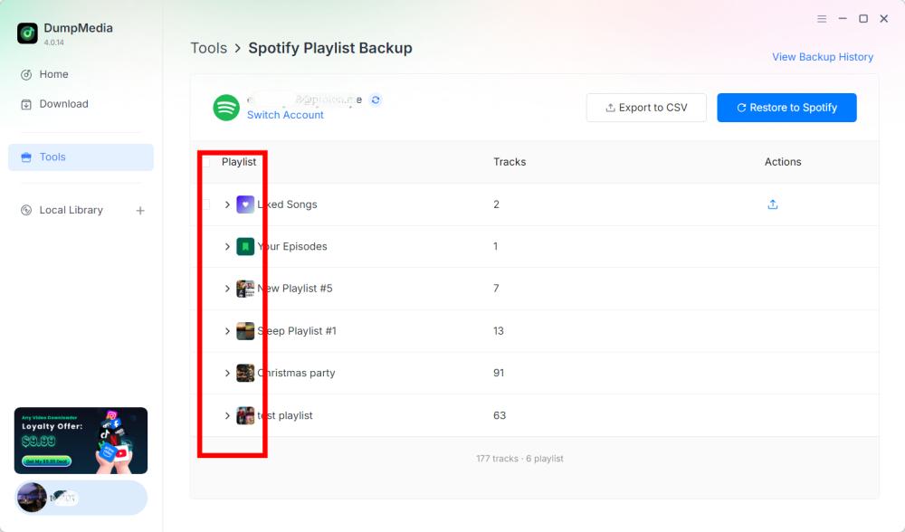 選択する Spotify プレイリスト