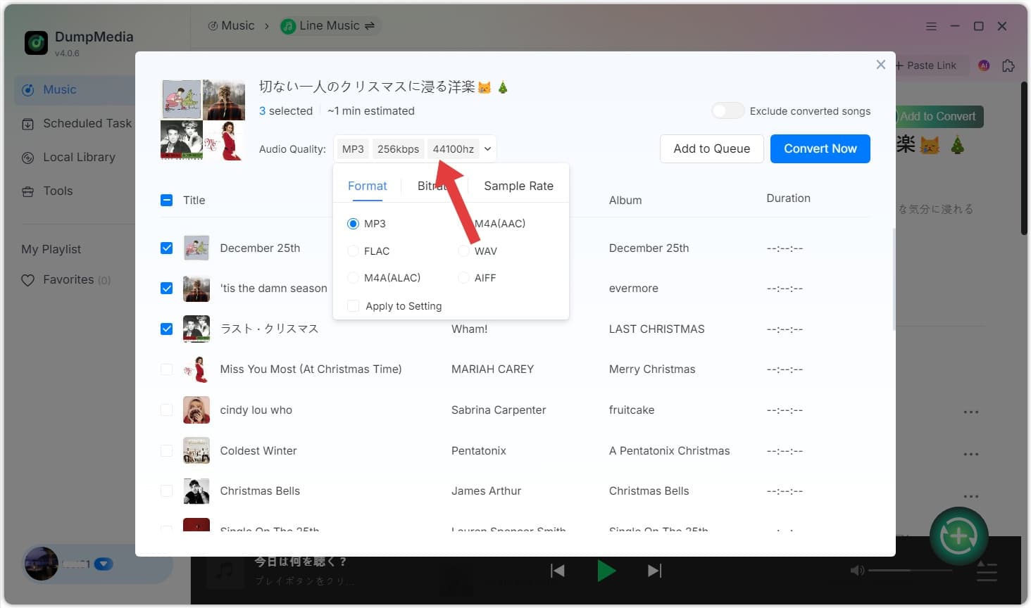 出力フォーマットの選択