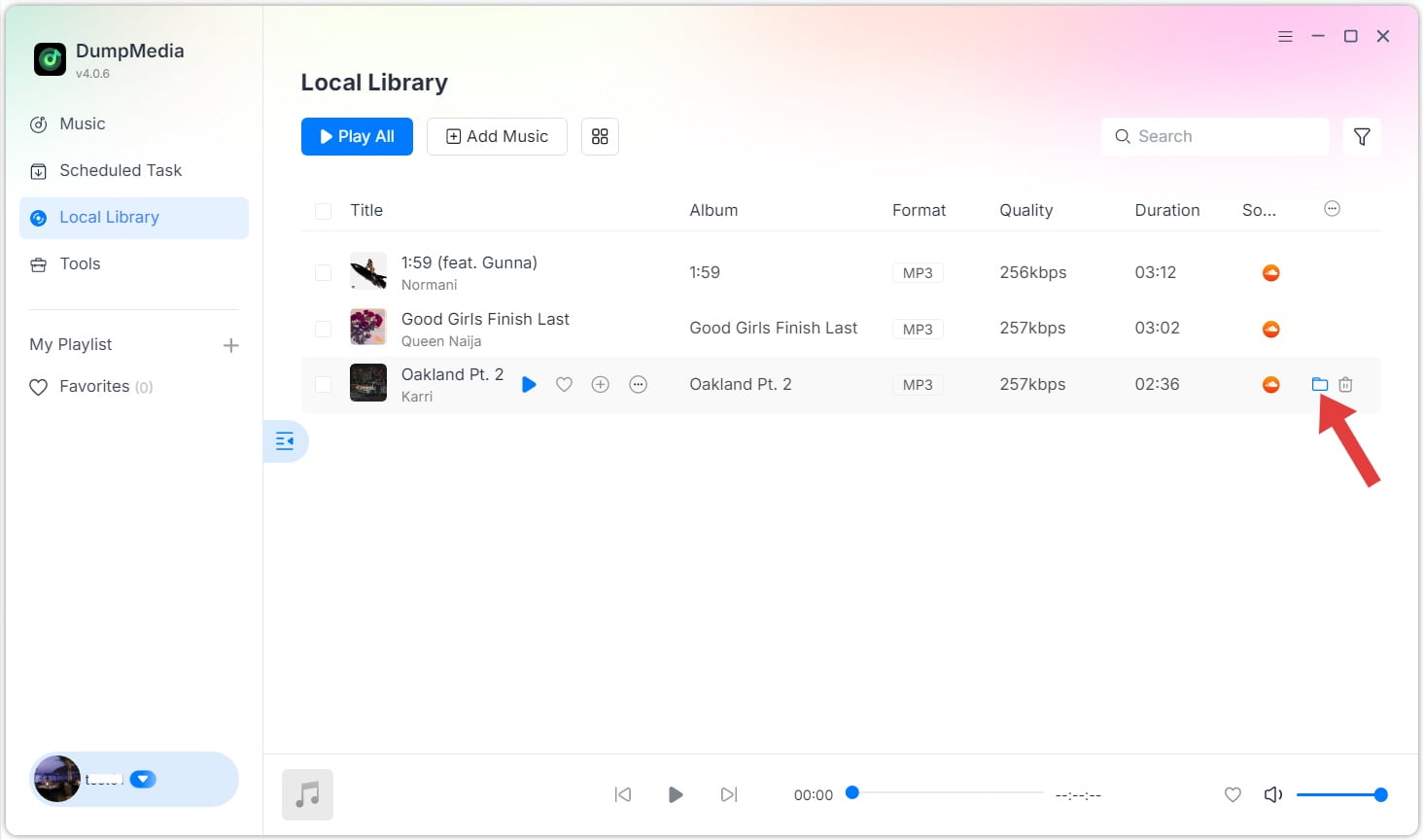 変換された音楽を確認する