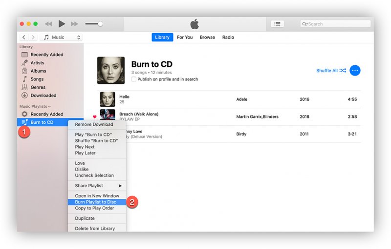 変換されたAppleMusicをiTunesでCDに書き込む