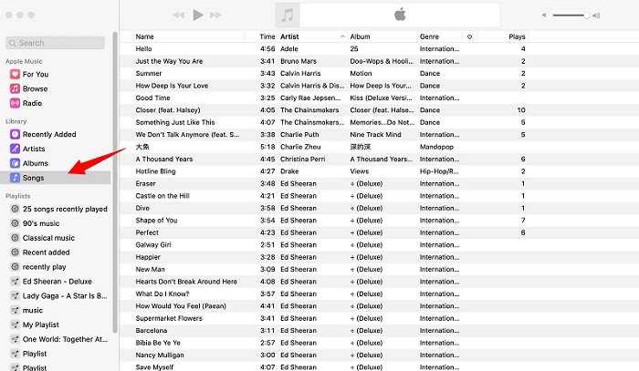 iTunesを開いて曲をクリック