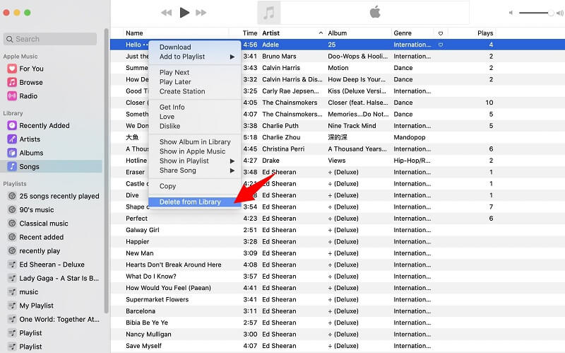 Apple Music Libraryを削除する