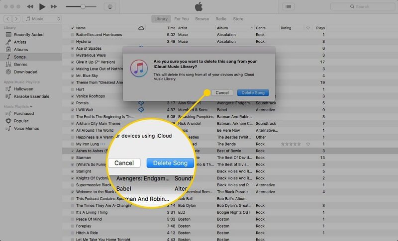 iTunesで曲を削除する