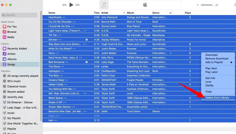 Apple Music Library全体を選択