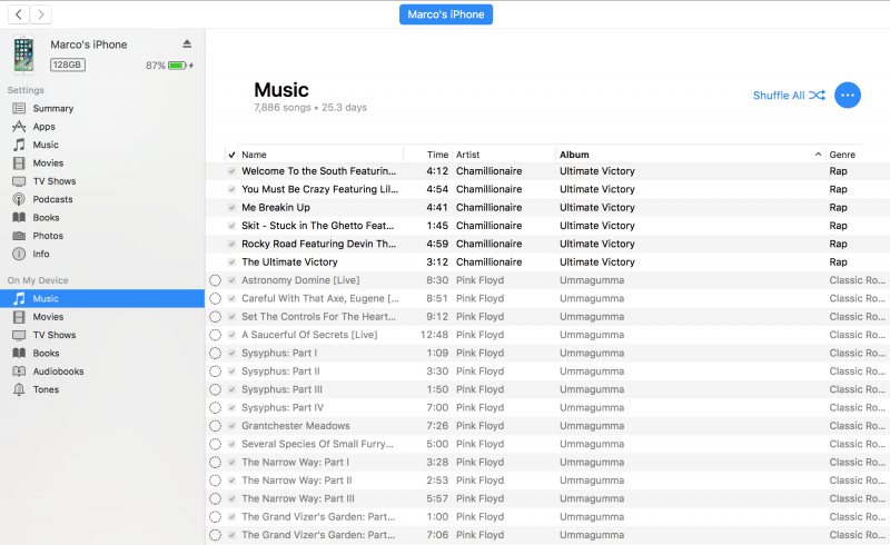 iTunesの灰色の曲