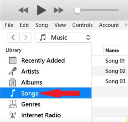 iTunesライブラリページで曲を選択