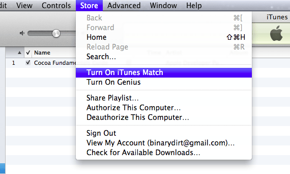 iTunesMatchをオンにする