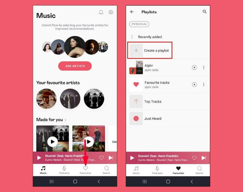 Deezerアプリケーションの「音楽」オプションを選択します