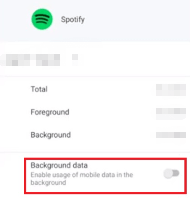 Spotifyアプリケーションがデータを使用できるようにしてSpotifyがバックグラウンドで再生できるようにする