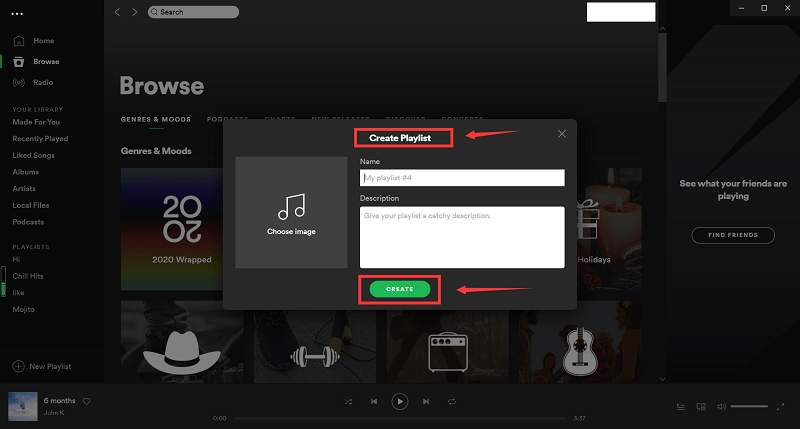 Spotifyで新しいプレイリストを作成する