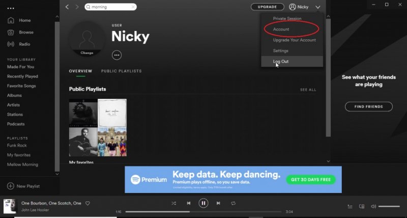あなたに行く Spotify アカウントページ
