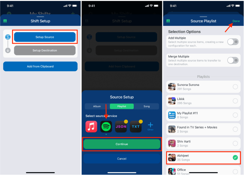 SongShift Transfer Spotify プレイリスト