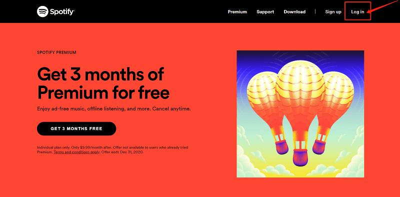 Spotify アカウントにサインインする