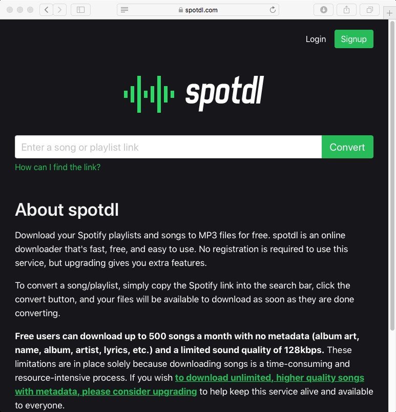 Spotdl.comにアクセスします
