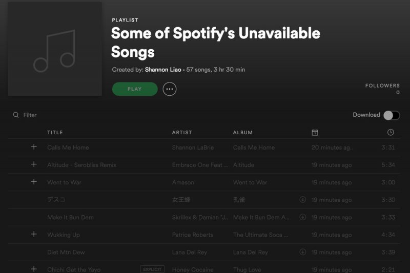 Spotifyの曲は利用できません