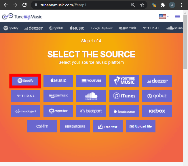 TuneMyMusic Transfer Spotify プレイリスト