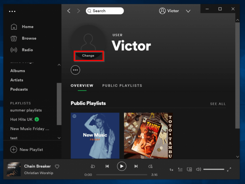 Spotifyプロフィール写真を変更