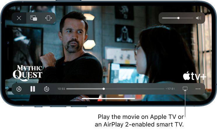 AppleAirplayを使用して電話からテレビまで映画を再生する